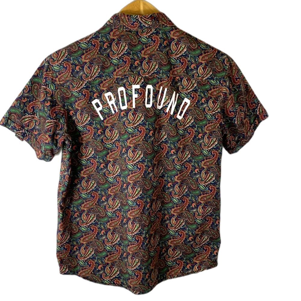 Profound Aesthetic Men's Multicolor Paisley SS Button-Down Shirt Size M